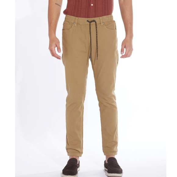 Civil Society Edwin Slouch Straight Leg Flat Front Casual Pants in Camel - Picture 1 of 6